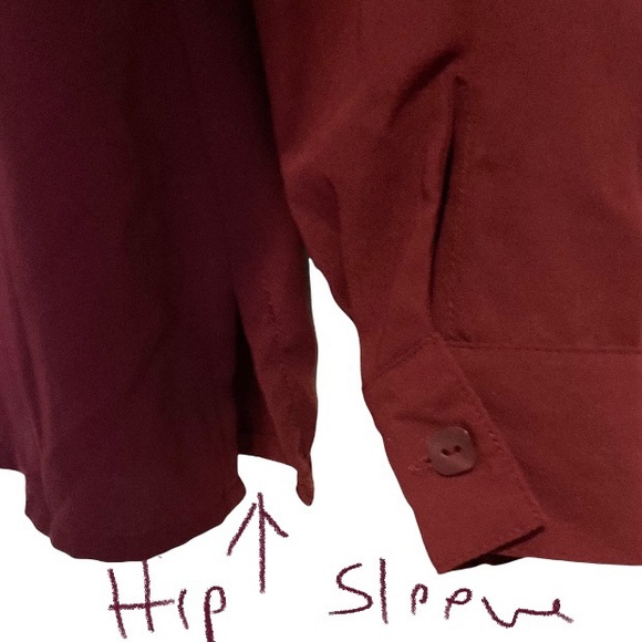 LAURA SCOTT Button Down Deep Red Burgundy Long Sleeve Career Blouse Womens 14 - Picture 13 of 16